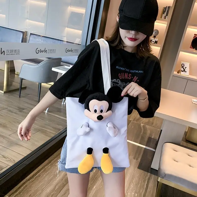 Disney kreskówka Mickey Mouse Trend torebki na co dzień kolorowa torba mickey Minnie przenośna torba płócienna torba na kajdanki kobieta torby