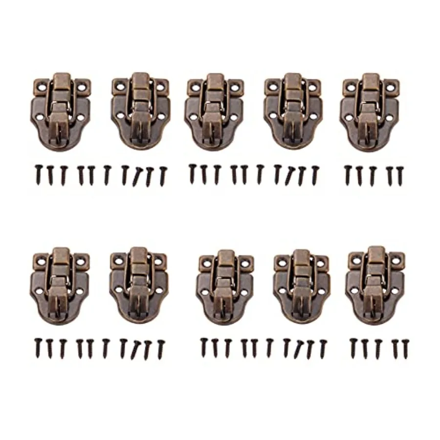 

10Pcs Antique Bronze Retro Style Box Toggle Latch, Iron Duckbilled Hasp Catch with Padlock Hole for Wooden Case Jewelry Box Sui