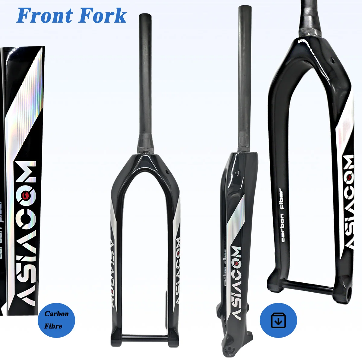 

ASIACOM Boost MTB Thru Axle 15*110mm,Semi-internal Routing, Bike Fork Straight Taper Rigid Front Fork,26"/27.5"/29" Disc Brake