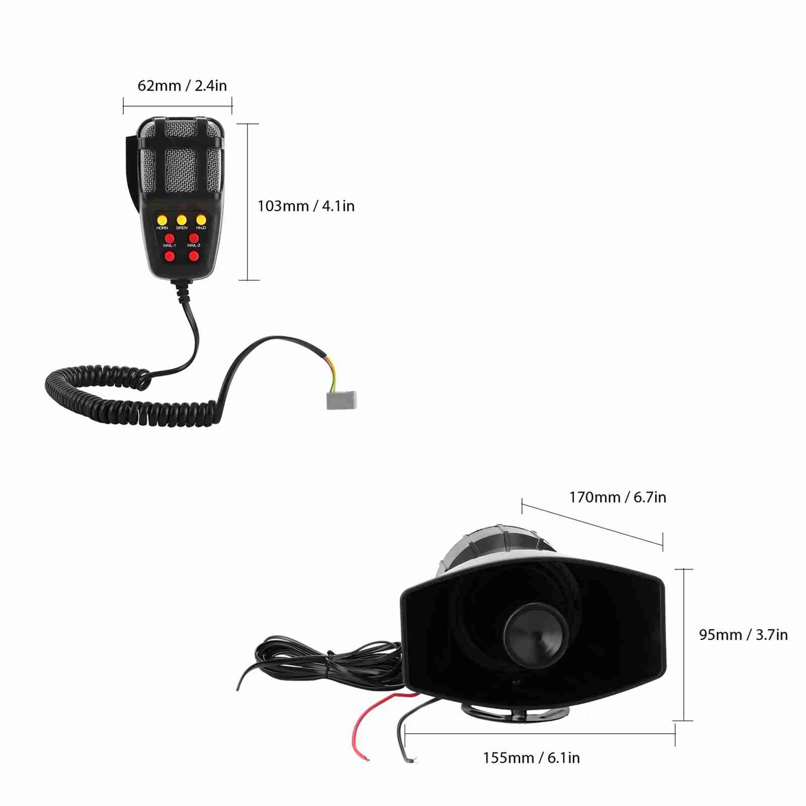 نغمة جديدة إنذار الصوت القرن المتكلم مكبر للصوت في حالات الطوارئ 7 صفارات الإنذار الأصوات 12 فولت 100 واط إنذار سيارة القرن صفارة الإنذار مكبر صوت PA نظام الميكروفون 200dB #4