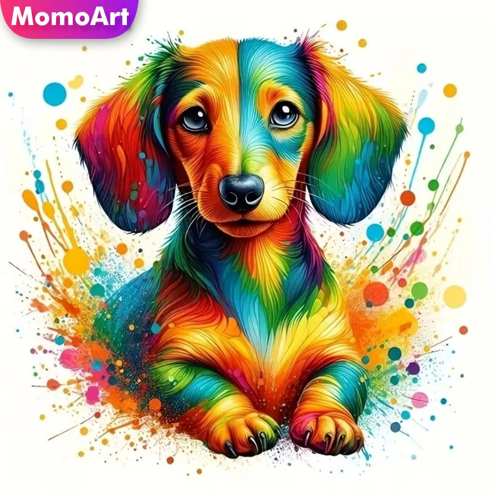 Momoart Vollquadratische und runde Diamant-Stickerei, Hund, Tier, Gemälde, DIY, neue Kollektion, Diamant-Mosaik, farbenfrohes Kinderhobby