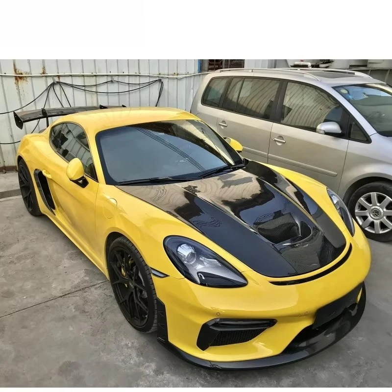 غطاء محرك السيارة 718 مناسب لـ POR 718 2017-2019 سنة من ألياف الكربون الجافة GT4 غطاء محرك السيارة كلا الجانبين من ألياف الكربون لـ 718 Cyman #6