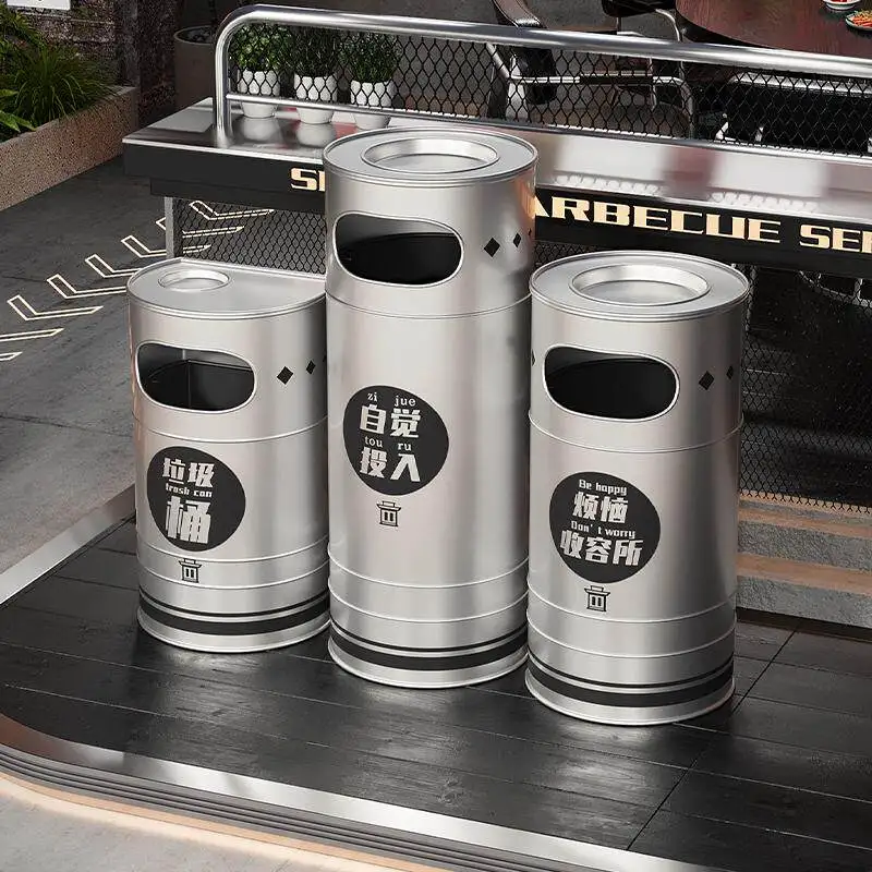 Industrial Iron Waste Bin Creative Oil Drum Fire Hydrant Trash Container Rubbish Storage Holder Milk Tea Shop Decoration Bucket