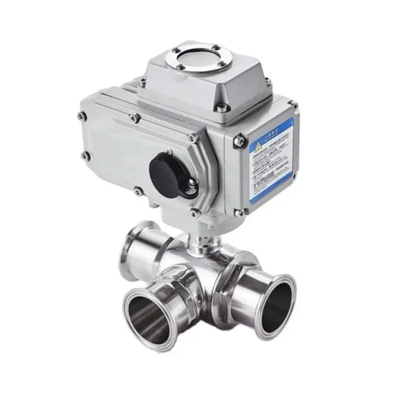 GOGO Three-way High Temperature Ball Valve T Type L Type Electric Sanitary Ball Valve O.D 89mm Stainless Steel 304 Ball Valve 3