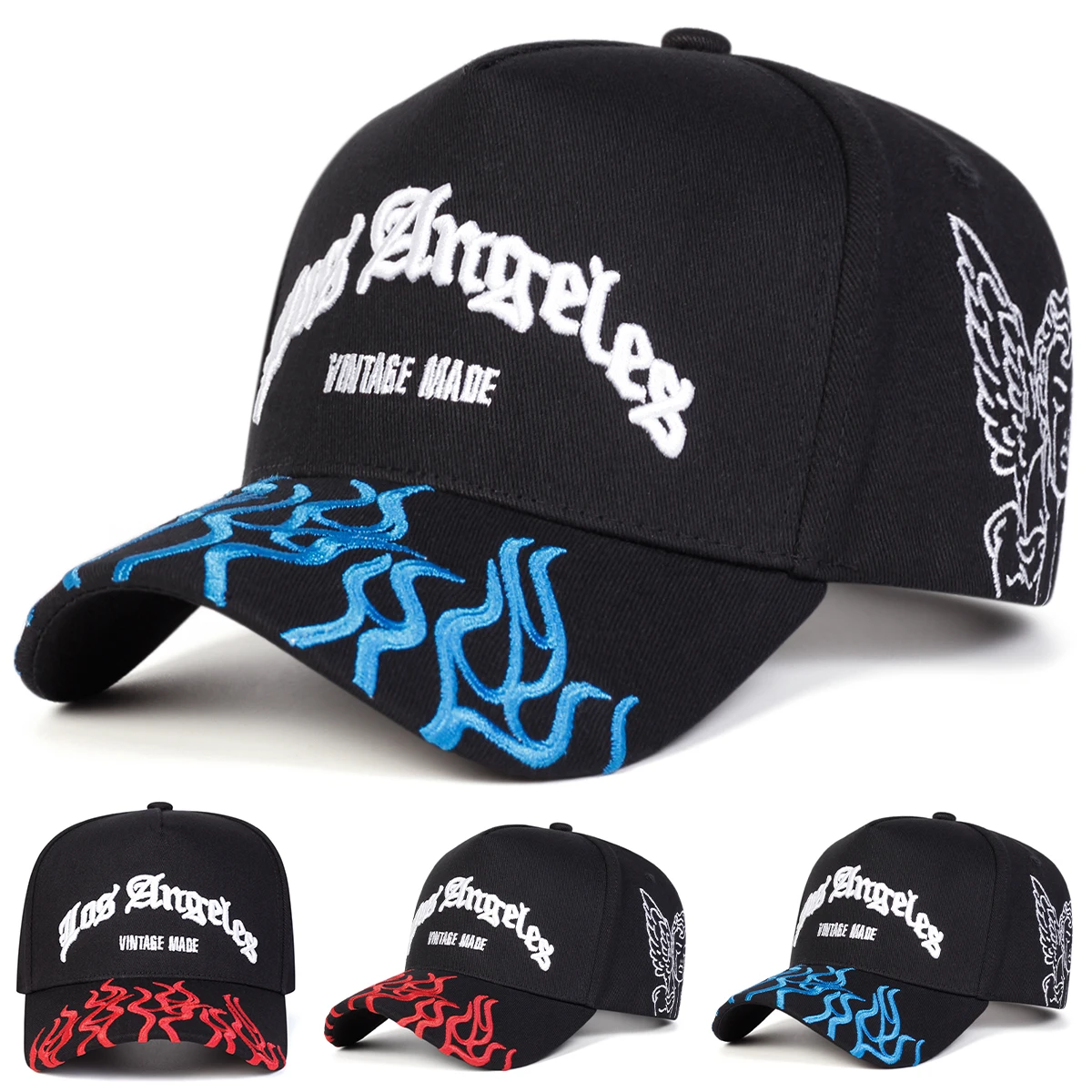 Unisex LOS ANGELES Flames Embroidery Baseball Caps Spring Autumn Outdoor Adjustable Casual Hats Sunscreen Hat Sports Cap