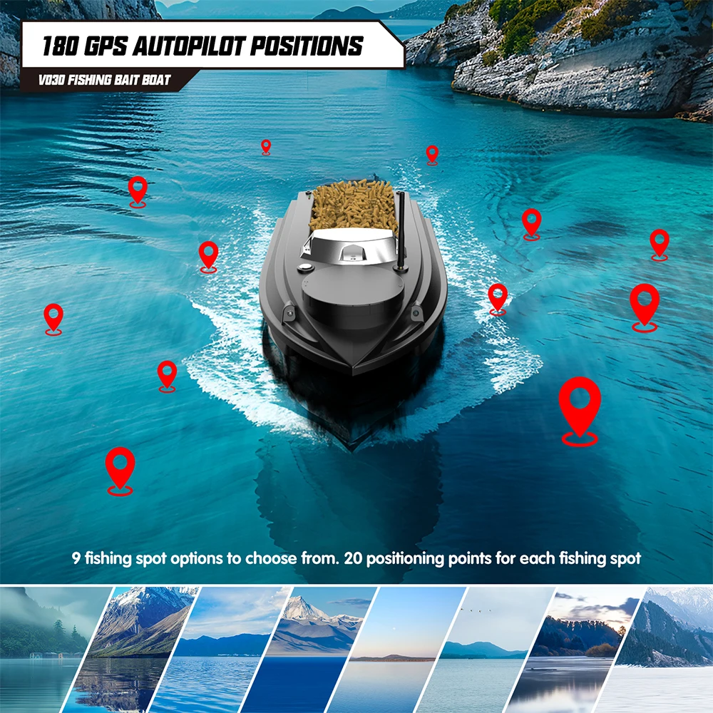 LOKEEVAN V030 RC Karpfen Angeln Köder Boot GPS, Große Größe 9 Angeln Boden 12 V High-Speed GPS Fishfinder Trawling Nest Köder Boot – Detail 5