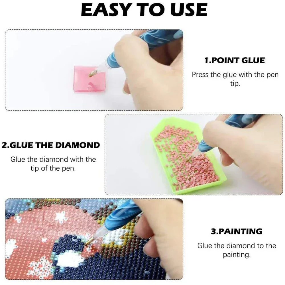 5D DIY Diamond Pen Spot Drill Pen Set Resin Diamond Embroidery Tool Accessories Multifunctional 5 Pen Head Spot Drill Tool