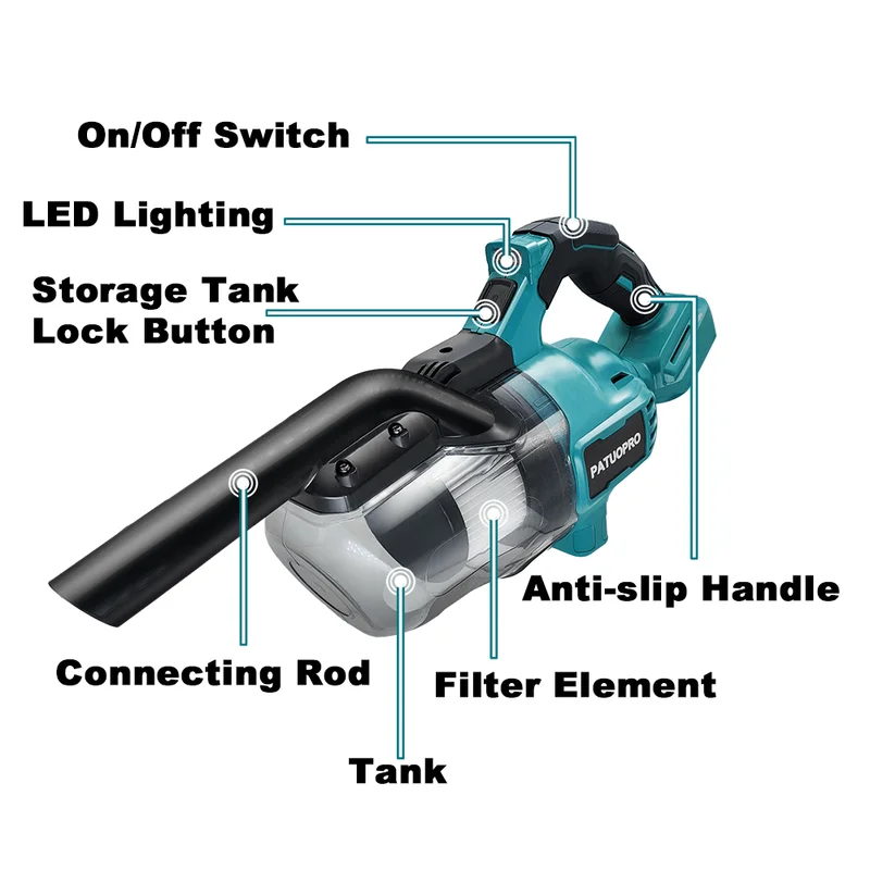 Aspirador de pó elétrico portátil sem fio para bateria Makita 18V — foto 4