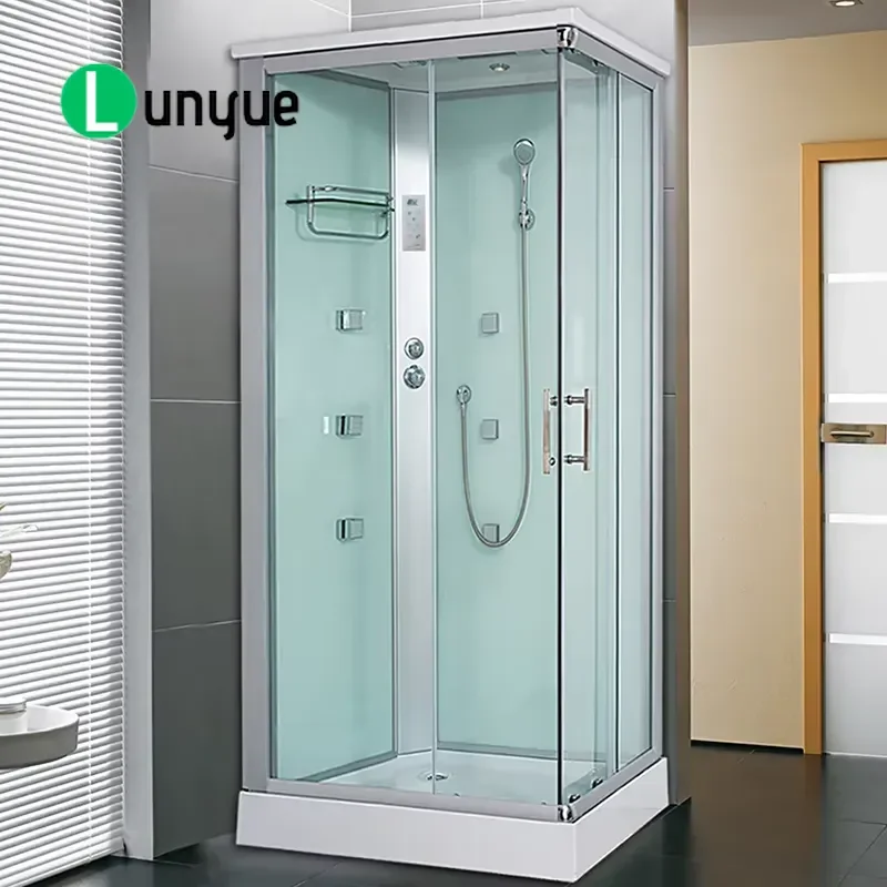 Hydromassage Steam Shower Room Spa Cabin with Top and Back Floor Lamp Bathroom Enclosure Chinese