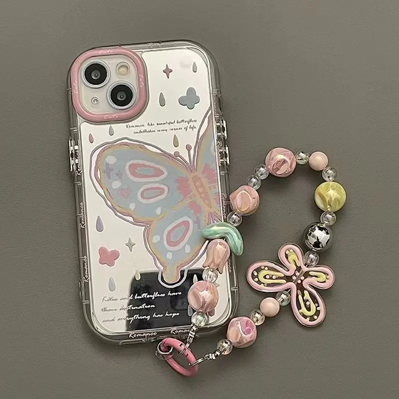 Pink Butterfly Phone Case For iPhone 14 Pro Max 15 11 12 13 XR 8 7 Plus X XS SE 2020 2022 Soft Silicone Cover