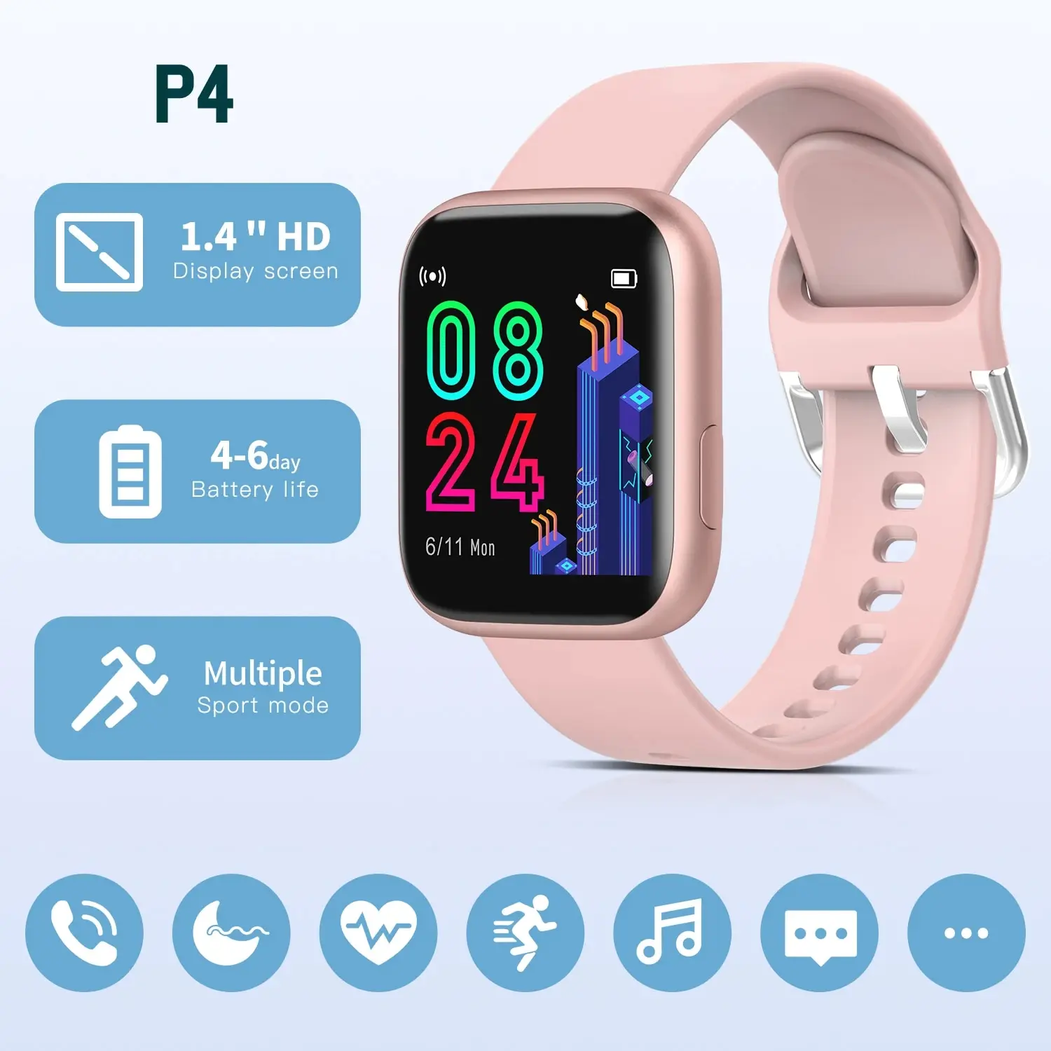 Reloj inteligente multifunción para mujer, pulsera con control de la salud, seguimiento de actividad deportiva, notificación inteligente