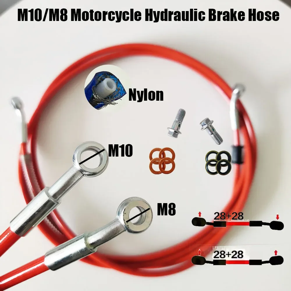 

28°-28° Motorcycle Hydraulic Brake Clutch Oil Hose Line Pipe Stainless Steel Braided Pipe line M8x1.25mm or M10X1.2mm Banjo