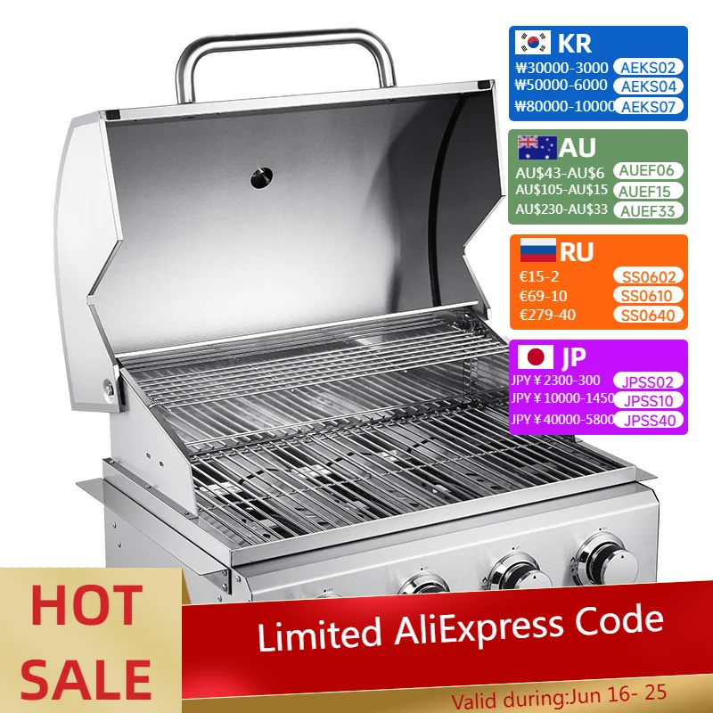 G400 ガスグリル埋め込み家庭用バーベキューグリル、4 バーナーグリル、ヴィラバーベキューグリル、屋外ガスグリル