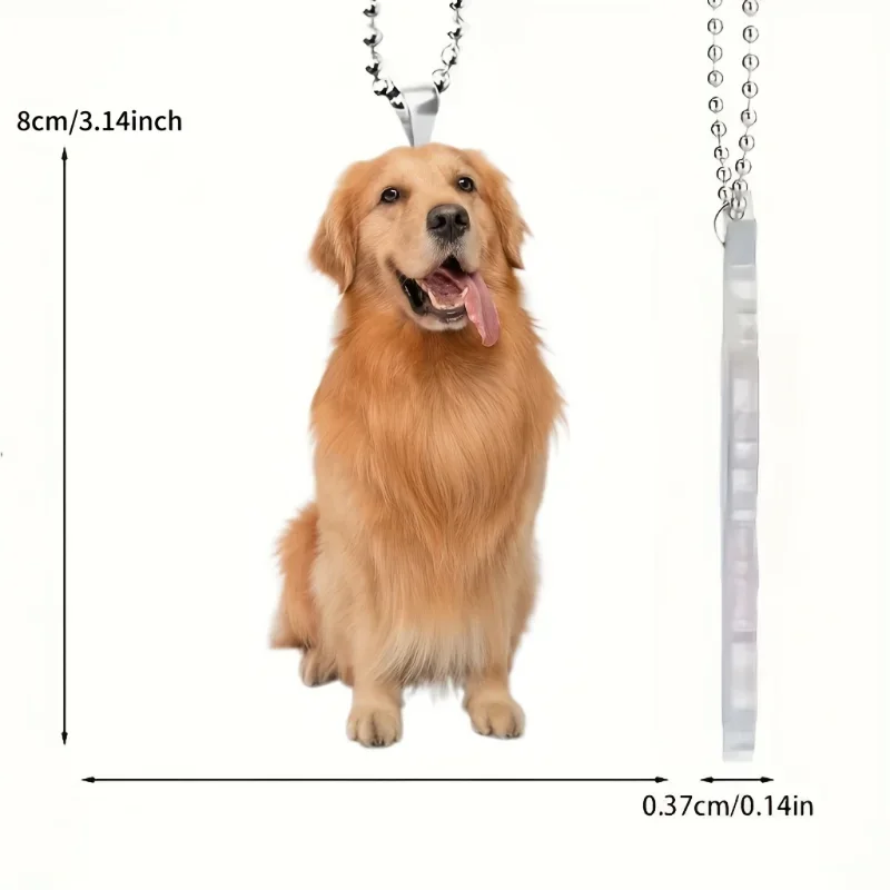 Golden Retriever Versatile specchio per auto e portachiavi Zaini con ciondoli Cane acrilico Ornamento da appendere Decorazioni e regali per animali