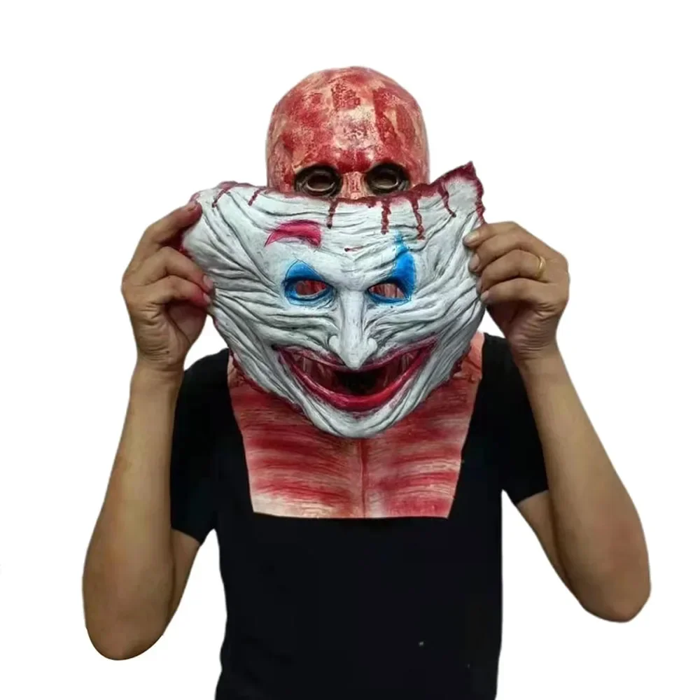 

Halloween effrayant sanglant crâne Joker masque Cosplay horreur Clown Double couche squelette démon Latex casque fête Costume