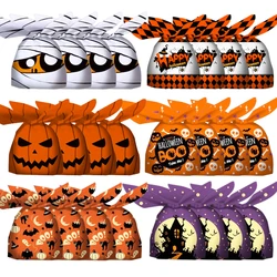 50Pcs Halloween Gift Bags Halloween Candy Cookie Bags Pumpkin Bat Kids Trick or Treat Packaging Favors Halloween Decoration 2024