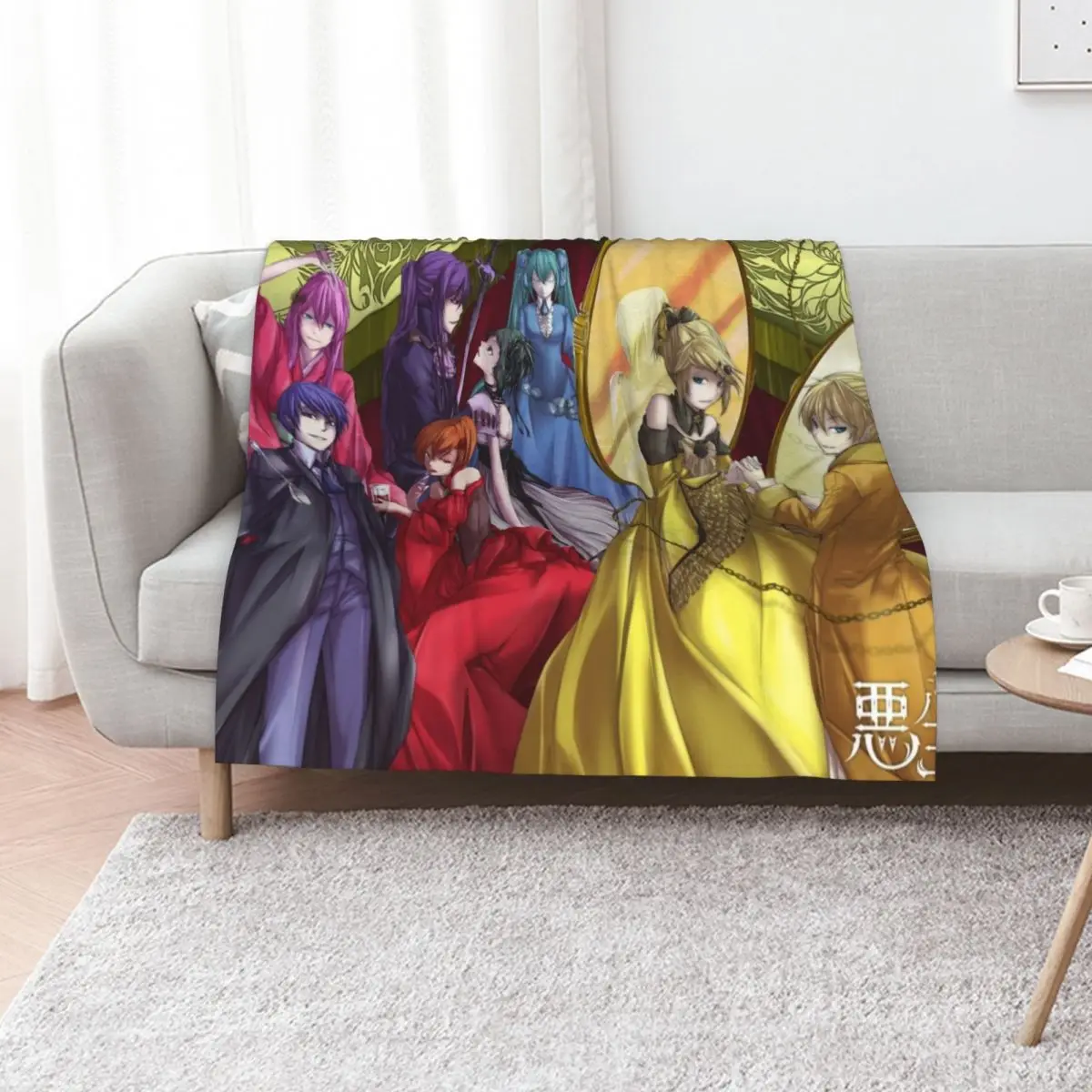 evillious-chronicles-vocaloid柄の厚手ブランケット、高級寝具、キャンプ用フランネル、ベビー用ブランケット