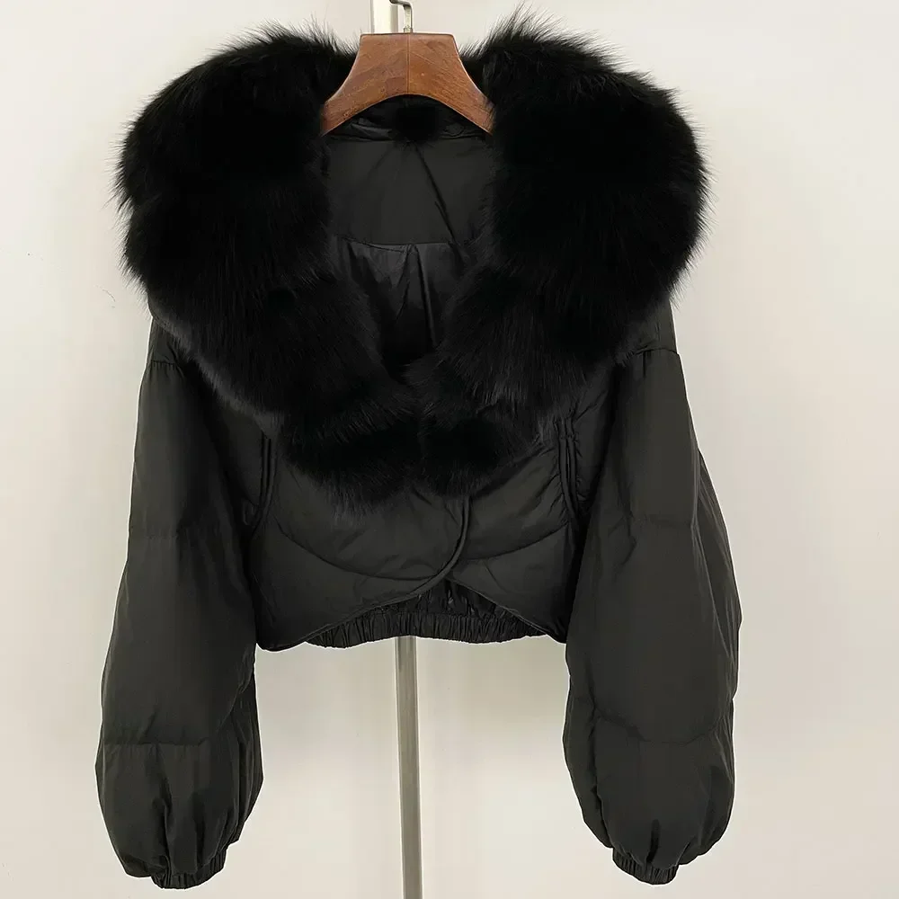 Di lusso Super Reale Cappotto di Pelliccia Delle Donne 2024 di Inverno 90% Piumino D'anatra Bianca Della Signora Grande Collo di Pelliccia di Volpe Naturale Piumino Femminile