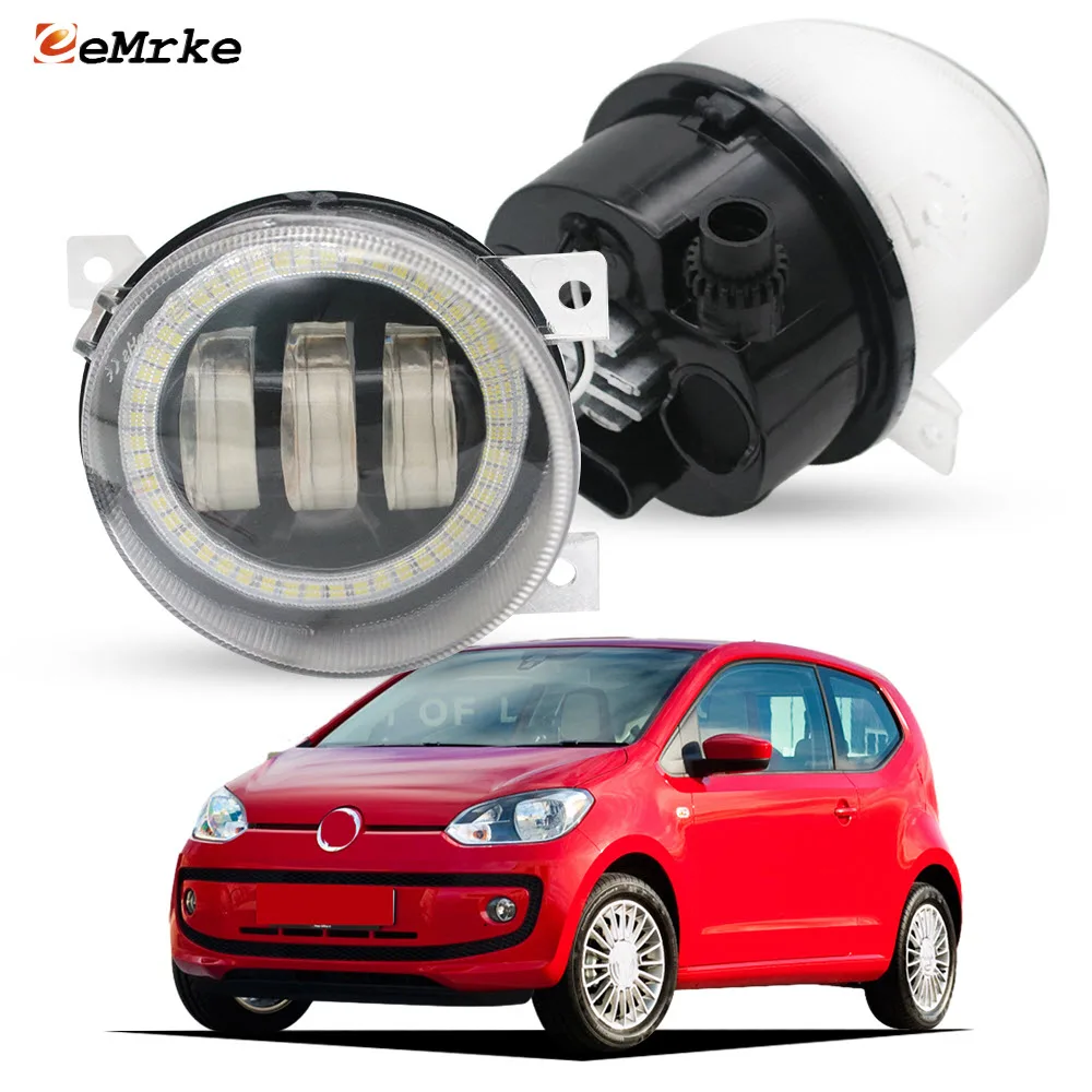 

Пара светодиодных противотуманных фар для Volkswagen VW Up! 2011 2012 2013 2014 2015 Объектив «ангельские глазки» DRL Противотуманные фары дальнего света