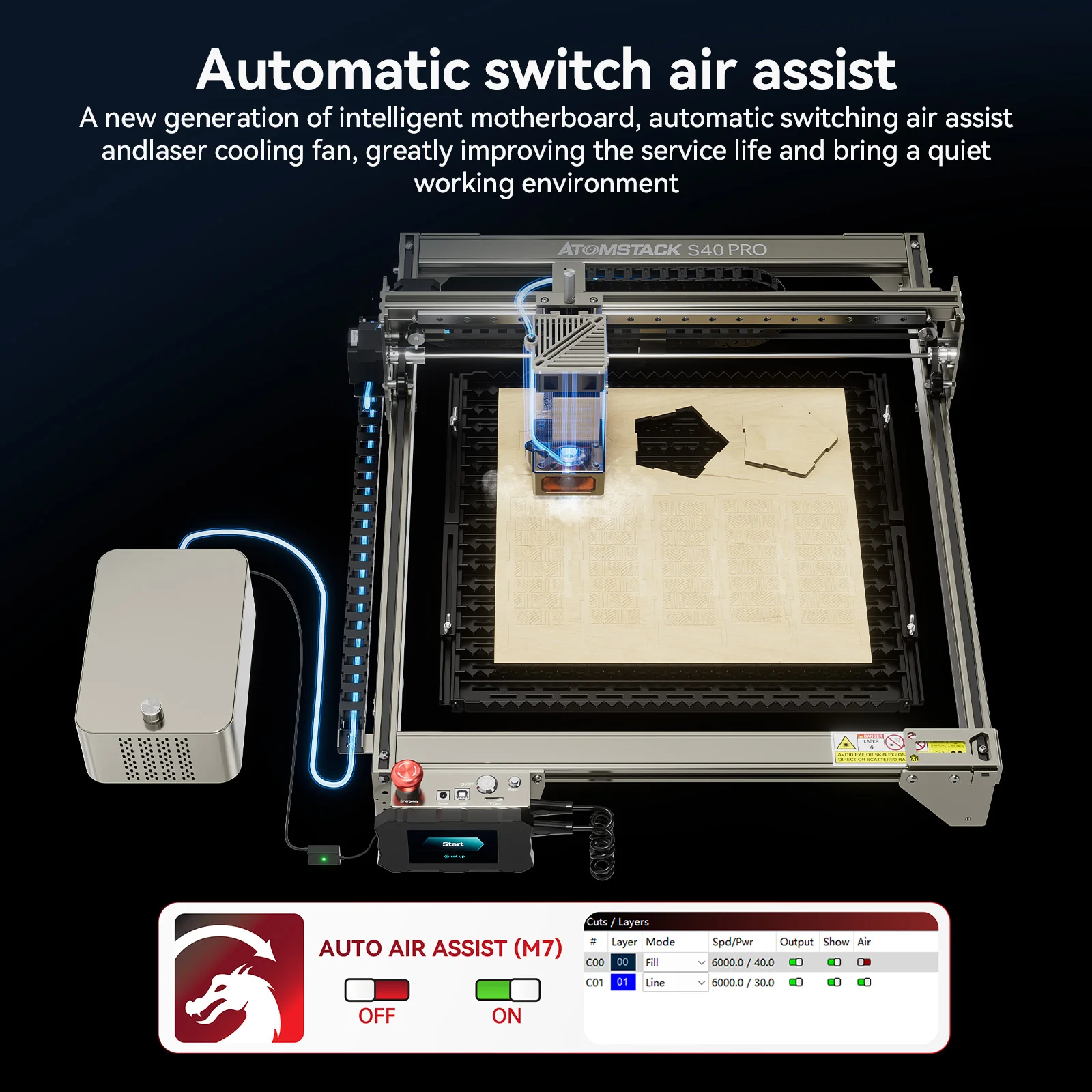 ATOMSTACK S40 Pro Laser Engraving Cutting Machine Dual Mode 24W/48W Professional Grade CNC Laser Acrylic Metal Engraver Cutter