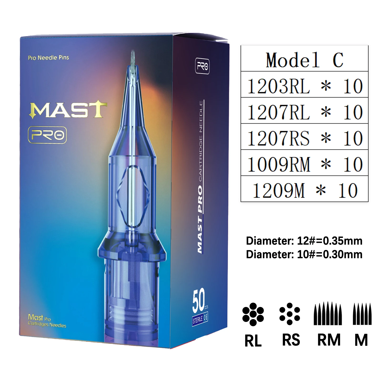 50pcs/Box Mast PRO Tattoo Cartridge Needles Mixed Size RL/RS/RM/M Disposable Safety for Tattoo Gun Permanent Makeup Needles image 3
