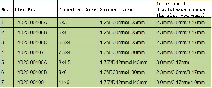 HY-折りたたみ式プロペラ6x4 7.5x4 8x4.5 8x6 11x6,spinnerカバー付きモーター付きアクセサリ,飛行時間3.0/3.17/4.0mm,rc