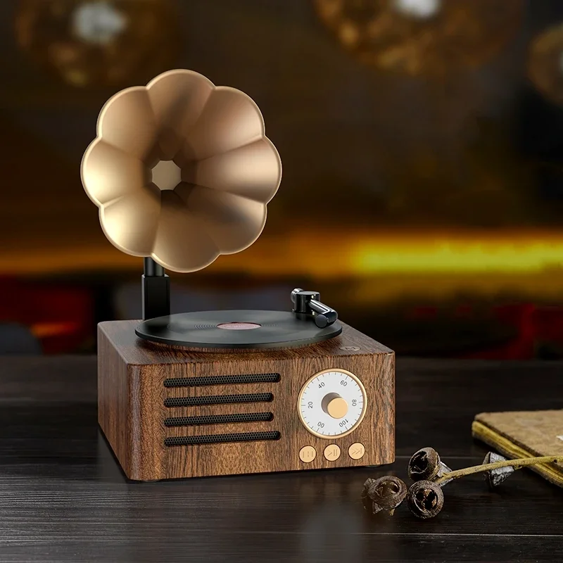 Pemutar musik vinil Retro portabel, pemutar musik Subwoofer Mini portabel, nirkabel, Retro, rekaman meja putar, vinil, baru