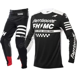 FHMX Gear Set Off Road Pink Blue Dirt Bike Jersey Set Motocross Breathable Moto Suit Off Road Motorcycle Clothing