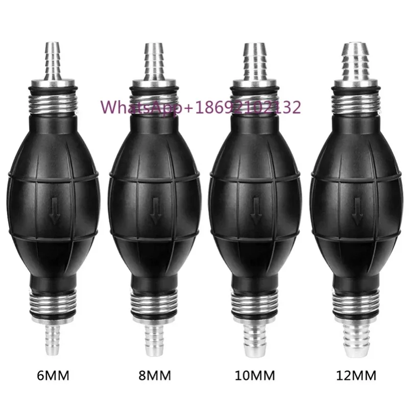 6mm/8mm/10mm/12mm Hand Fuel Pump Line Rubber Aluminum Hand Primer Bulb Diesel Oil Transfer Petrol for Car Boat Marine Outboard