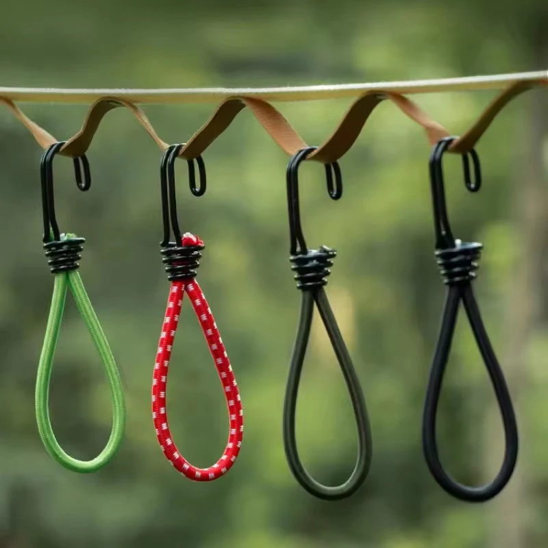 Ganchos con cordón, hebillas de cuerda elástica, soporte de carga fuerte, Clips para toldo de tienda al aire libre, suministros de acampada, ampliamente utilizados y duraderos, 5 uds.