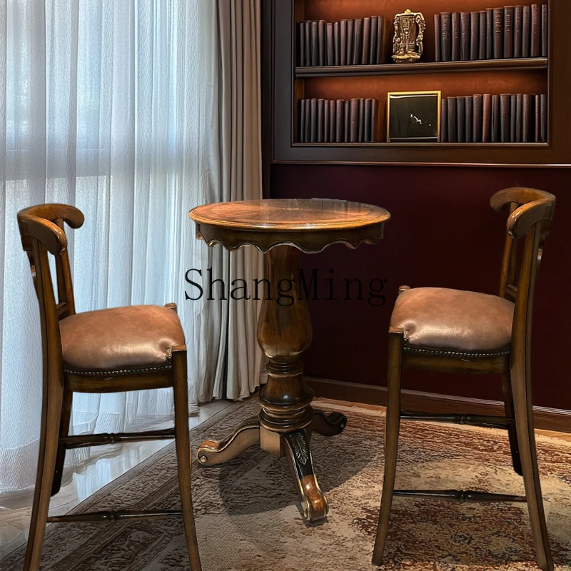 

CL solid wood bar chair retro study chair writing backsoft bag fabric decorative