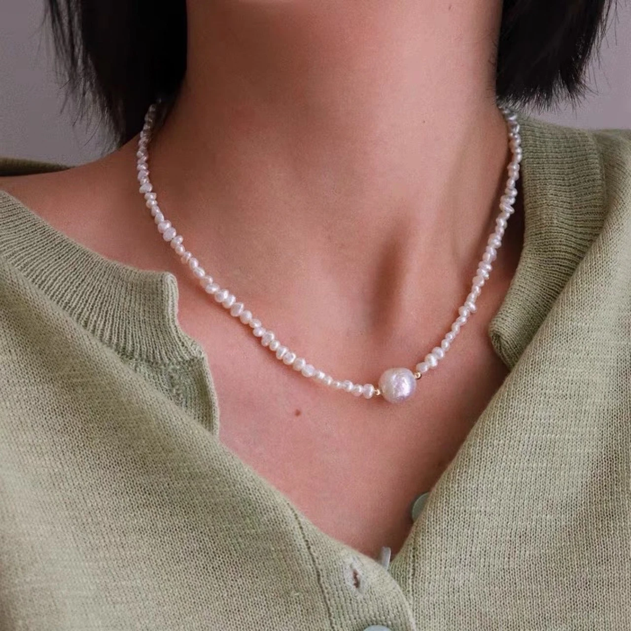 Classic Pearl Necklace AAAA 3-4mm 12-13mm Natural South Sea Round Pearl Necklace 18 Inch/925s