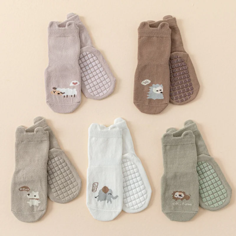 0-5 Years Baby Floor Socks Middle Style Lovely Boy Girl Winter Non-Slip Warm Socks Indoor Home