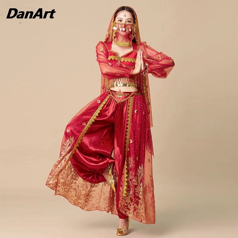 جديد السيدات أداء الرقص الشرقي زي مجموعة الياسمين الأميرة أنس زي الكبار الرقص الهندي هالوين نمط غريب مجموعة