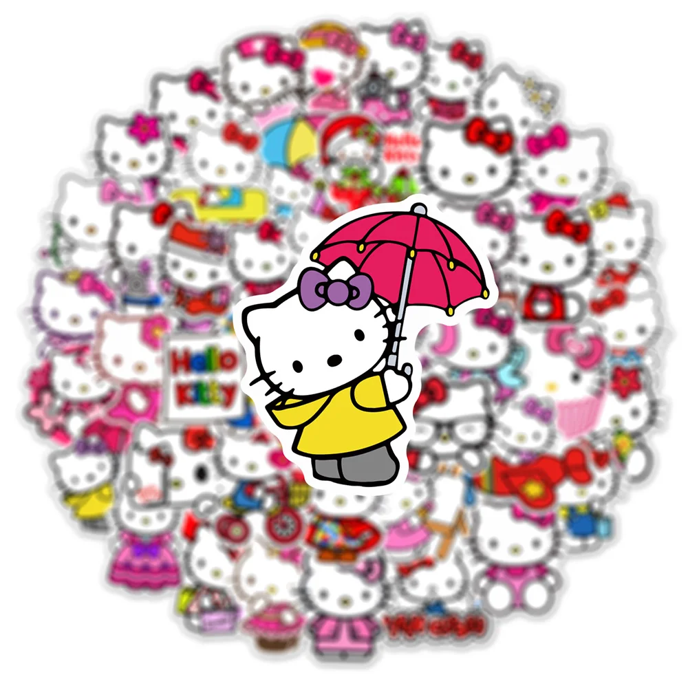 10/30/50PCS Cute Sanrio Hello Kitty Stickers Kawaii Anime Cartoon Decals for Laptop Waterproof Sticker Kids Toys Birthday Gifts