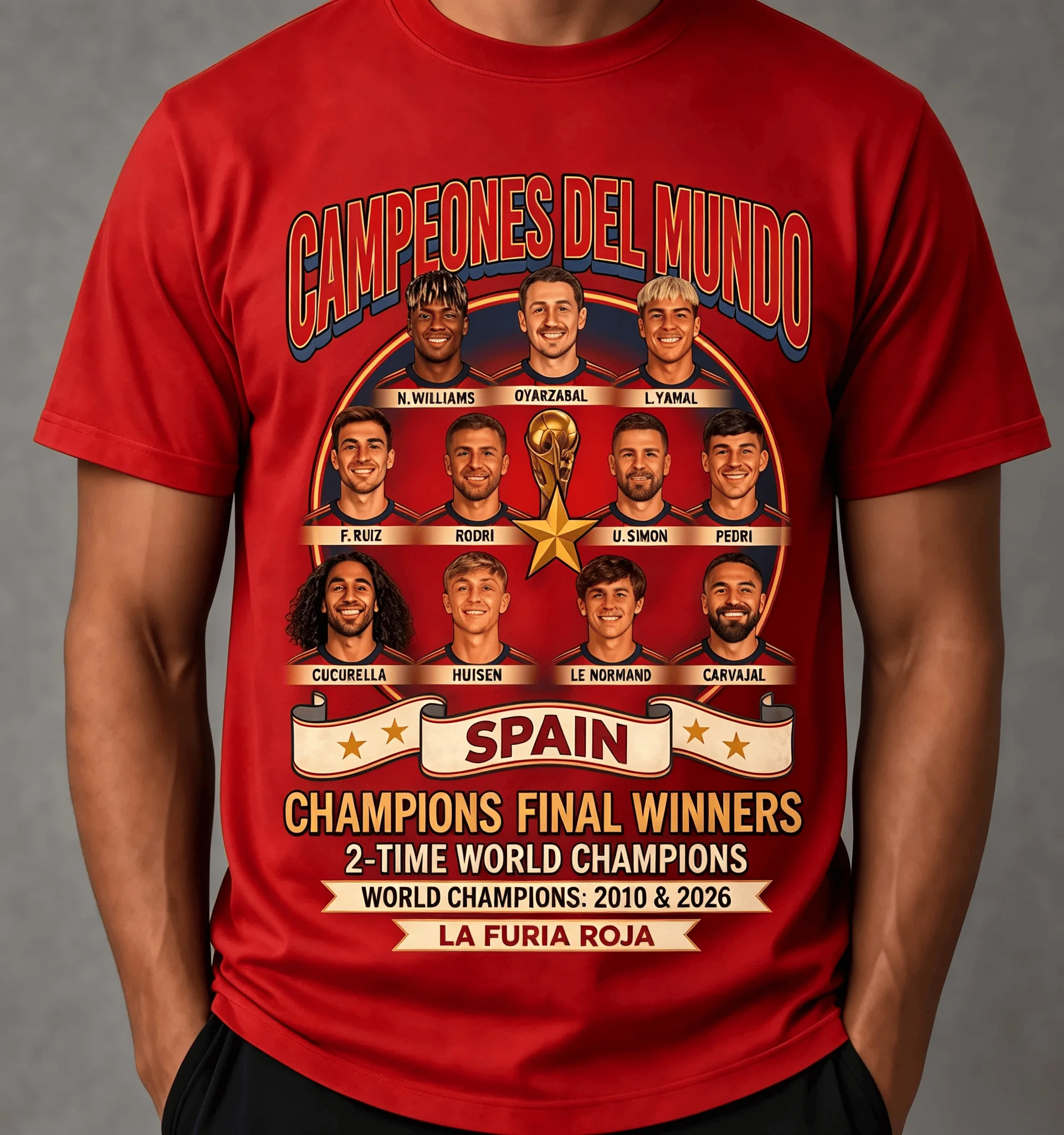Spain Champions Flag Football Jersey 2026 Unisex Jersey 2026 Summer New Men Women Cotton Jersey Unisex Breathable T-shirt