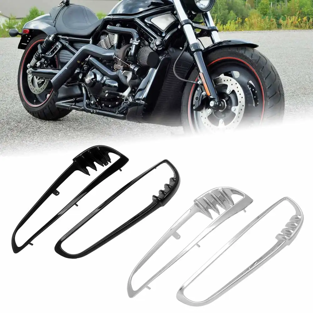 1Pair Front Radiator Left&Right Side Bezel Trim For Harley-Davidson V-Rod/Vrsc 2002-2010 High Quality Abs Plastic Black/Chrome