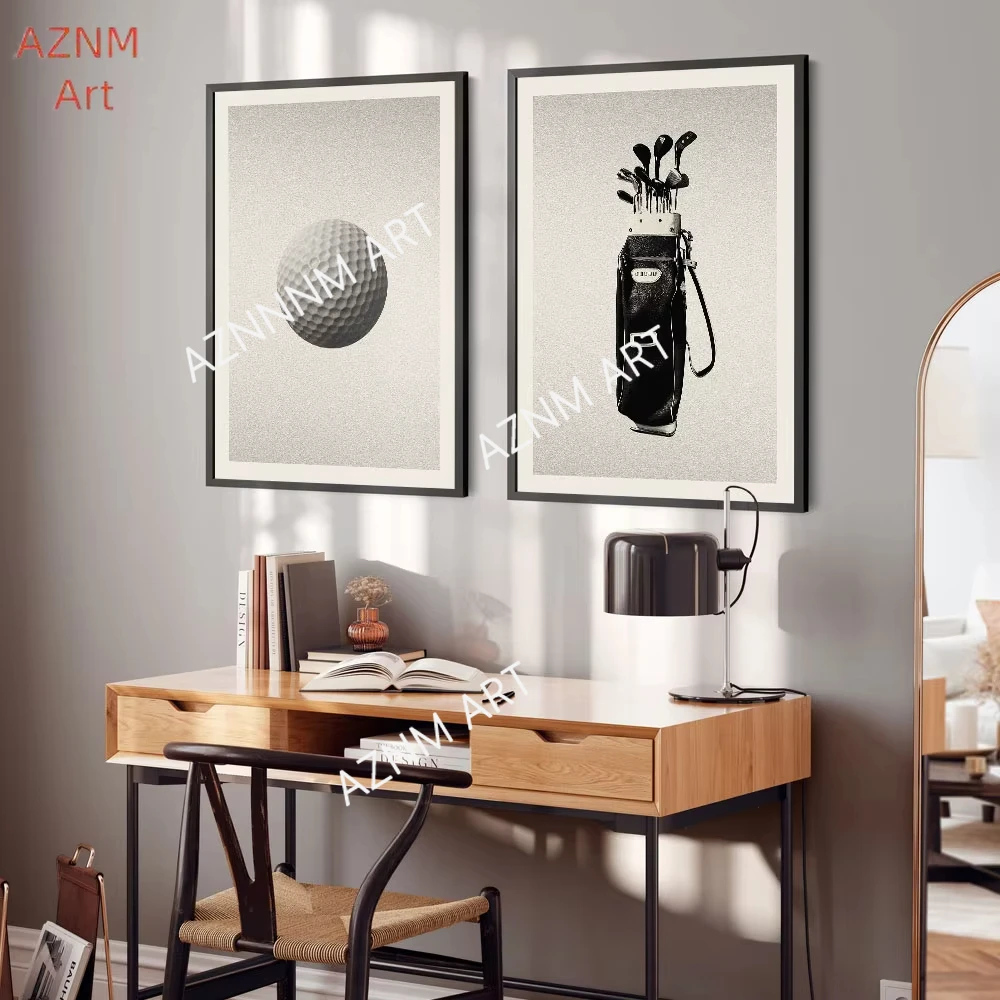Golfplatz-Poster Retro Mid-Century Modern Leinwanddruck Gemälde Wandkunst Schlafzimmer Arbeitszimmer Wohnzimmer Heimdekoration