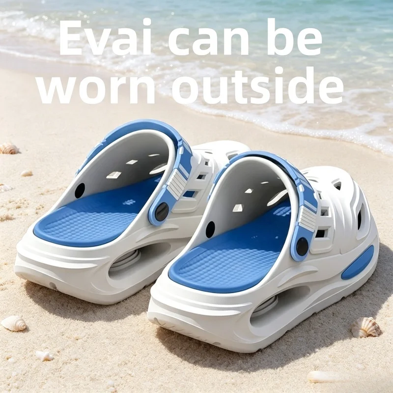 Summer Men Outdoor Clog Shoes Thick Bottom Anti-Slip Wear-Resistant Odor-Proof Two-Way Wear Slippers