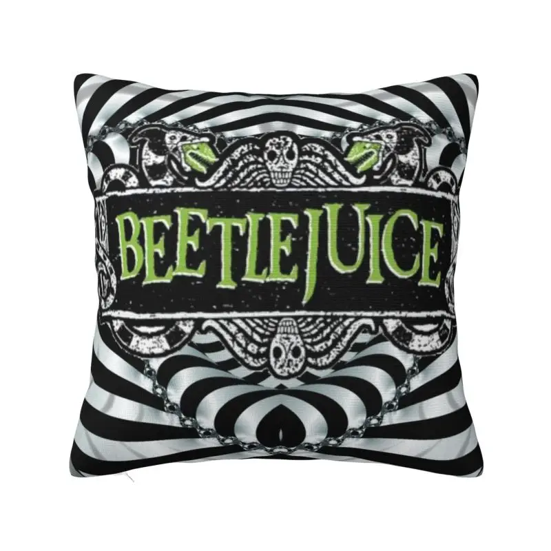 Custom B-Beetlejuices Square Pillow Case Home Decorative Halloween Cushion Cover Throw Pillow for Sofa Double-sided Printing