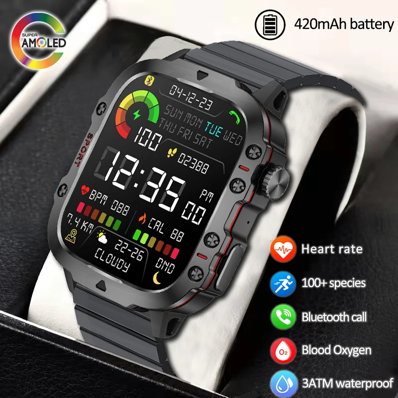 New Waterproof Smart Watch 1.96 Inch Screen 420 MAh Watch Sports Fitness Heart Rate Bluetooth Call Smart Watch For Huawei Xiaomi