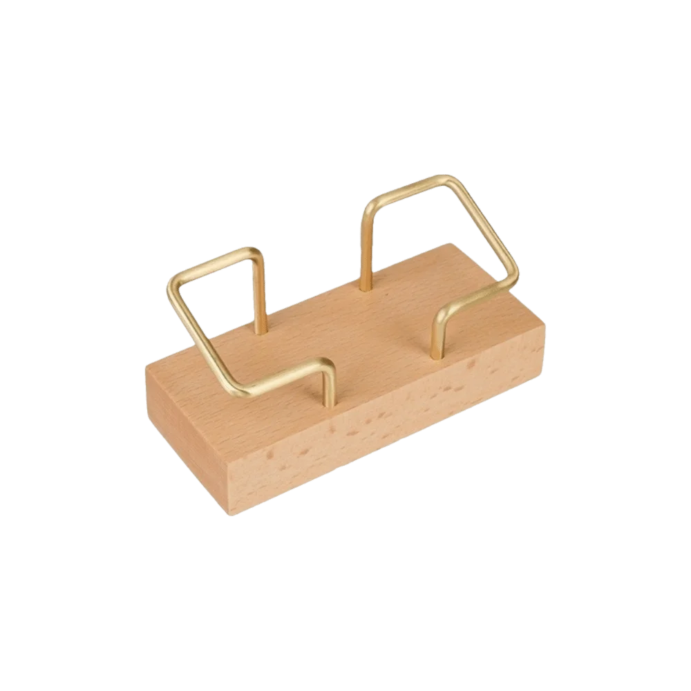 Tabletop Shelf Business Card Holder Walnut Wood Beech Wood Wooden Card Holder Card Storage Metal Cards Display Stand Manager