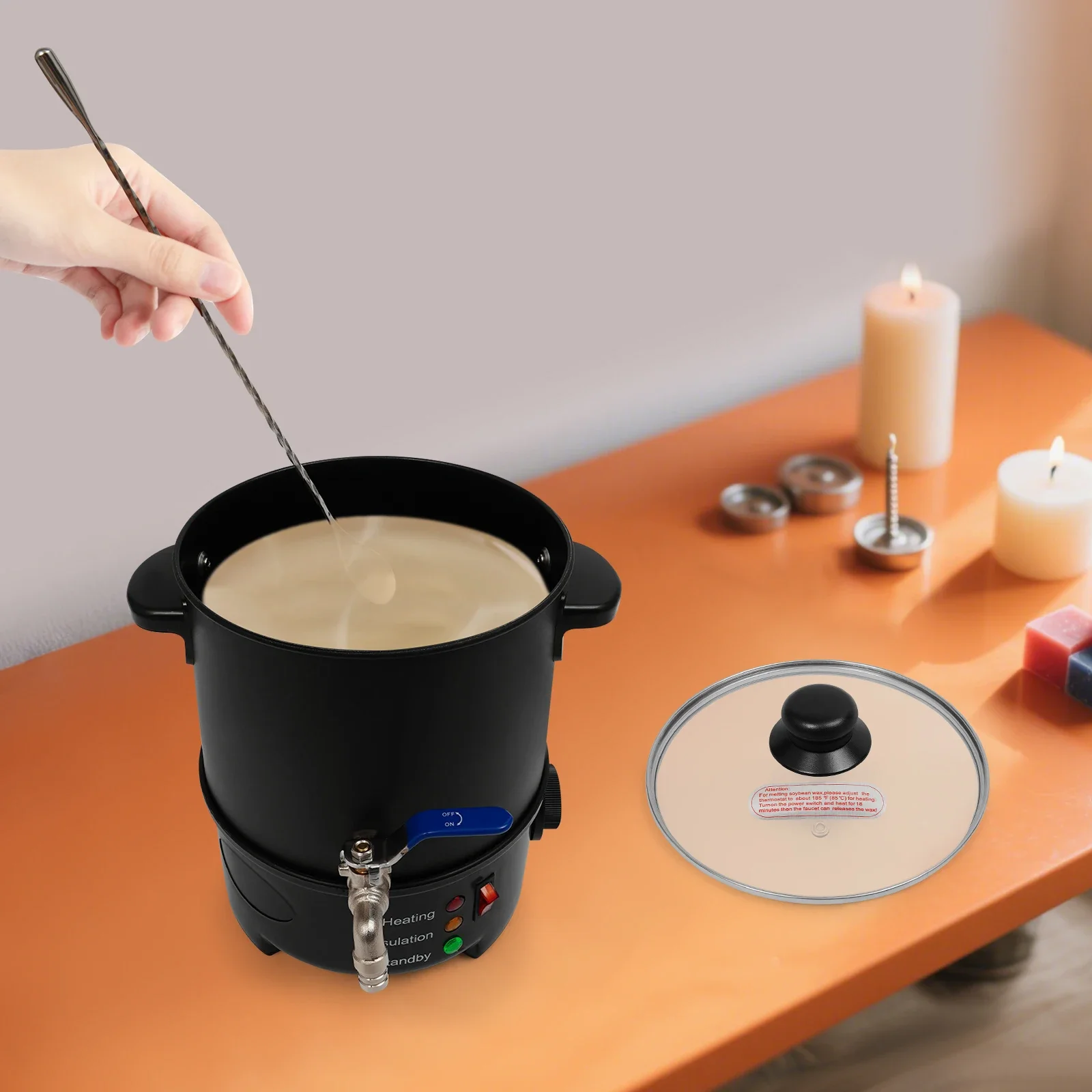 Wax Warmer Machine, Melting Pot for Hair Removal, 600W Paraffin Wax Heater with Adjustable Temperature & Overheat Protection, Stainless Steel Pot with Spout, US Standard, Salon