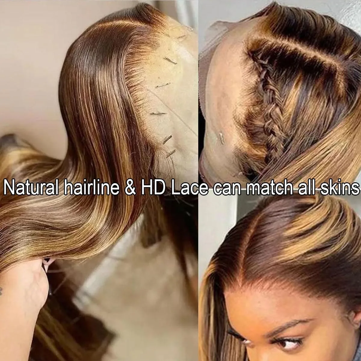 ストレートハニーブロンドウィッグ人毛8-34インチP4/27ハイライトオンブレレースフロントウィッグ人毛ハニーブロンドファッション愛好家向け