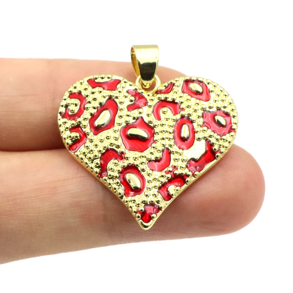 Wholesale Love Heart Retro Oil Drop Leopard Colorful Gothic Charms Christmas Gift DIY Handmade Jewelry Accessorie Making Finding