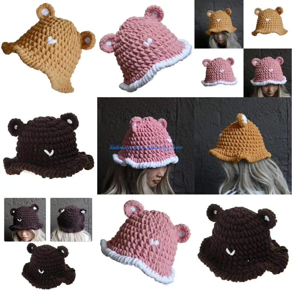 573B Fashion Bear Ear Hat Outdoor Wandelhoed Pullover Hat Outdoor Activity Skull Hat