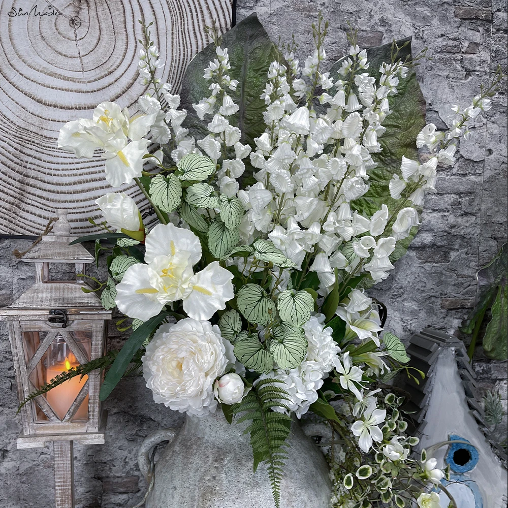 SunMade Vivid Valley Lily Branch Bell Flowers Autumn Home Garden Decor Fall Wedding Decoration Fleurs Artificielles White Flore