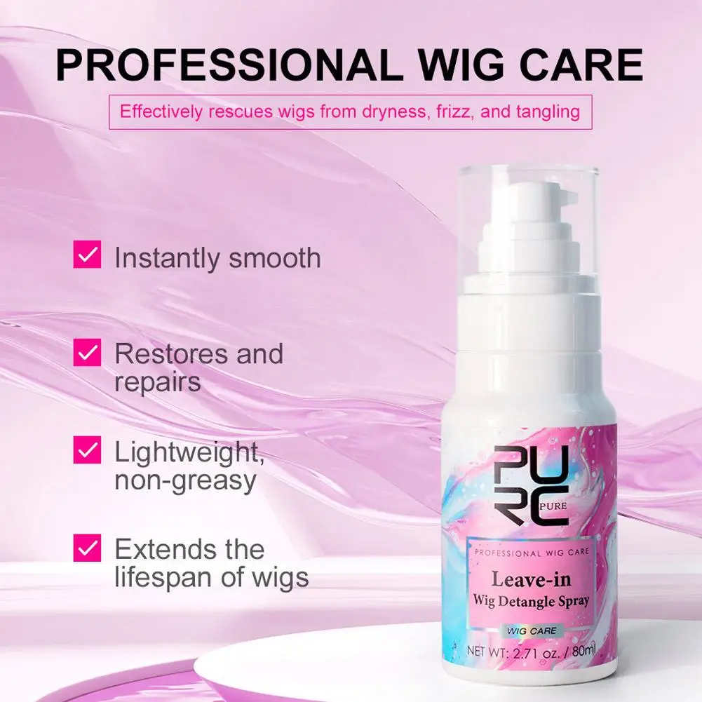 

80 мл несмываемый спрей для распутывания парика, кокосовое масло, антистатический, термозащитный для человеческих/синтетических волос, разглаживающий мягкость, анти-F J5F5