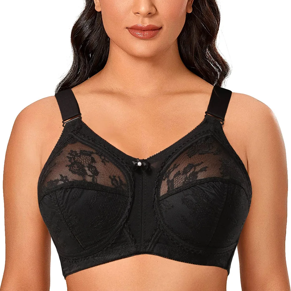 Bras for Women Big Minimizer Bras Large Size Lace Bra Women Unlined Full Cup Big Cup Thin Wireless Adjusted-straps Soutien Gorge