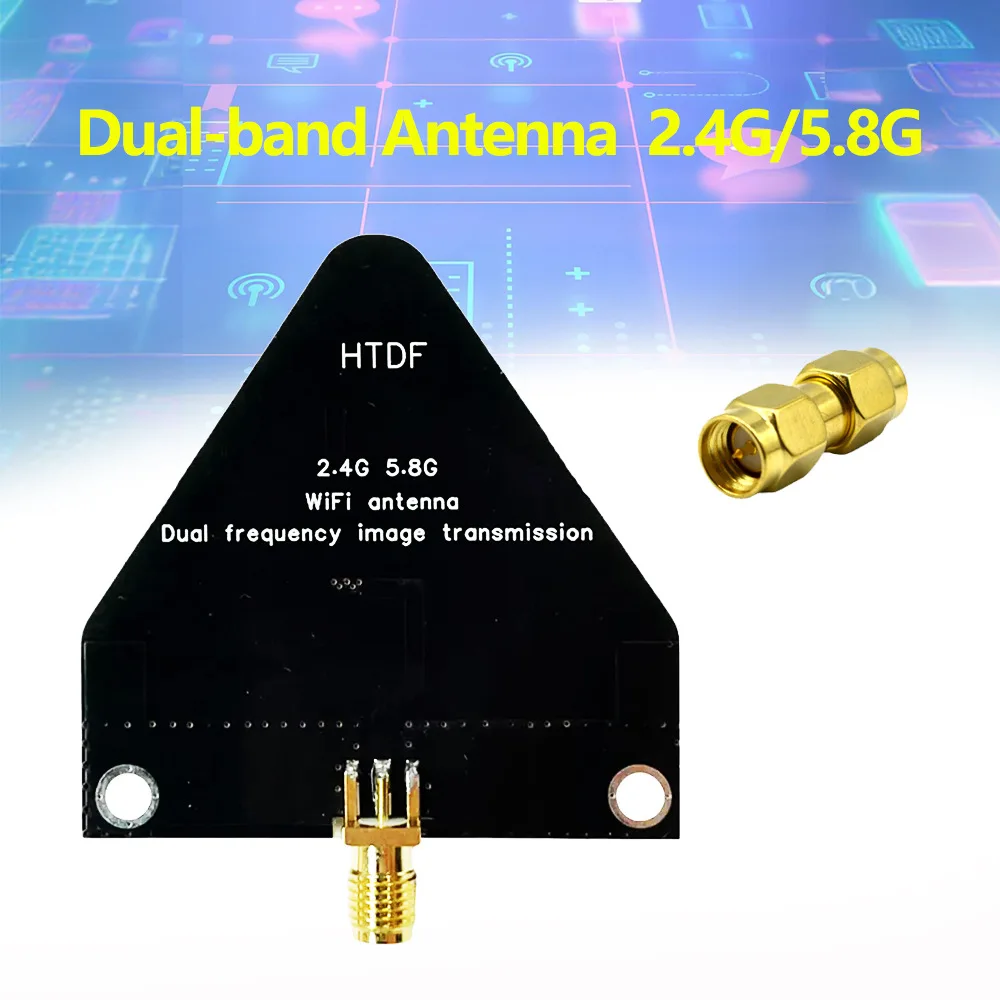 HTDF 2.4G/5.8G Dual‑Band FPV Video Transmission WiFi Antenna,6‑7dBi High Gain 50Ω Wireless Signal Booster Antenna